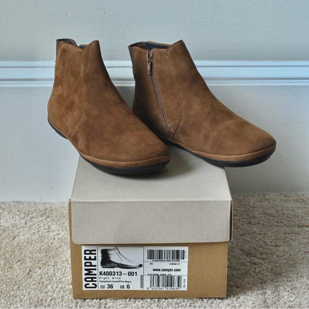 Camper Right Nina Ankle Boot - Brown Nubuck